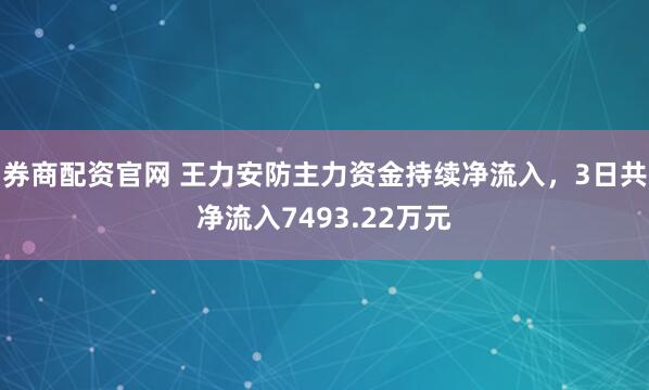 券商配资官网 王力安防主力资金持续净流入，3日共净流入7493.22万元